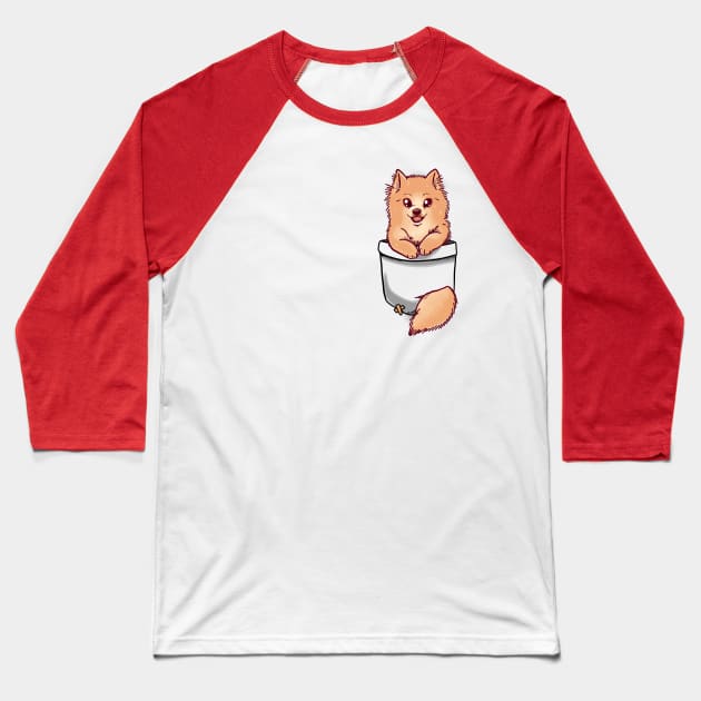 Pocket Cute Pomeranian Baseball T-Shirt by TechraPockets